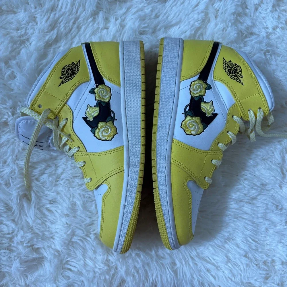 Nike Air Jordan 1 Mid Yellow Flower Rose AV5174-700 Youth 4.5Y Womens 6